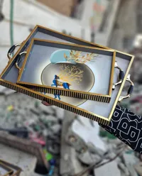 صينية ضيافة فاخرة - تصميم ذهبي وأزرق