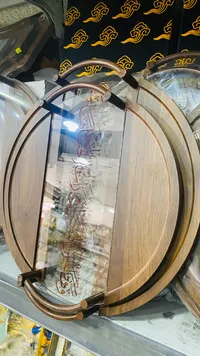 صينية ضيافة خشبية بمقابض