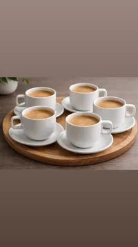 مجموعة فناجين قهوة سيراميك بيضاء
