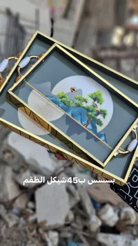 صواني ضيافة ذهبية بتصميم فني