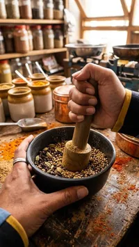 هاون وجاروش تقليدي - أدوات طحن التوابل