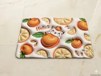 سجادة أرضية مطاطية بتصميم قطة وبرتقال (Nano-Banana Stone)