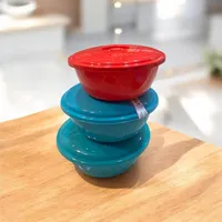 طقم أوعية بلاستيكية بغطاء - لافا (Lava)