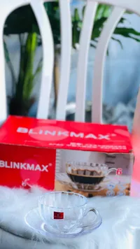 طقم فناجين قهوة زجاجية مع أطباق - بلينك ماكس (Blinkmax)
