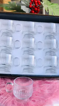 طقم أكواب شاي زجاجية مزخرفة