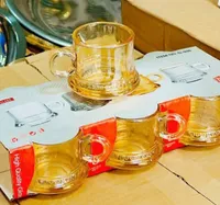 طقم أكواب شاي زجاجية ملونة - موديل D-038