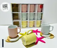 طقم أكواب سيراميك ملونة - شاور هوم لايف (Shawar Home Life)