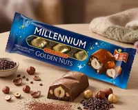 شوكولاتة بالحليب مع البندق جولدن ناتس - ميلينيوم (Millennium)