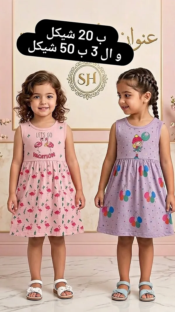 فساتين صيفية بناتي - إس إتش (SH) - ملابس أطفال - سوق غزة