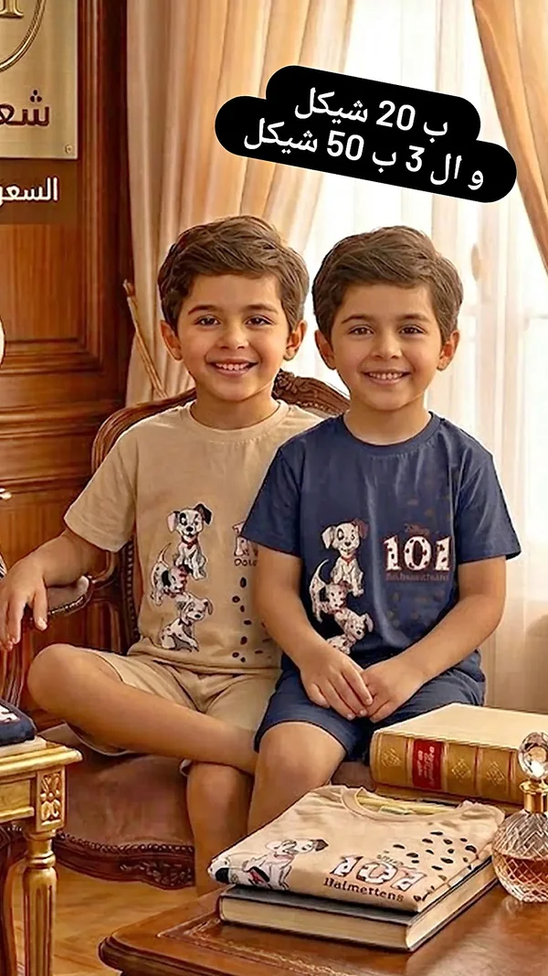طقم ملابس صيفي للأطفال - تصميم 101 دالميشنز - ملابس أطفال - سوق غزة