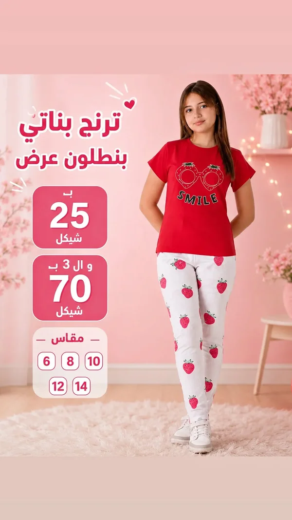 ترنج بناتي بنطلون عرض - ملابس أطفال - سوق غزة