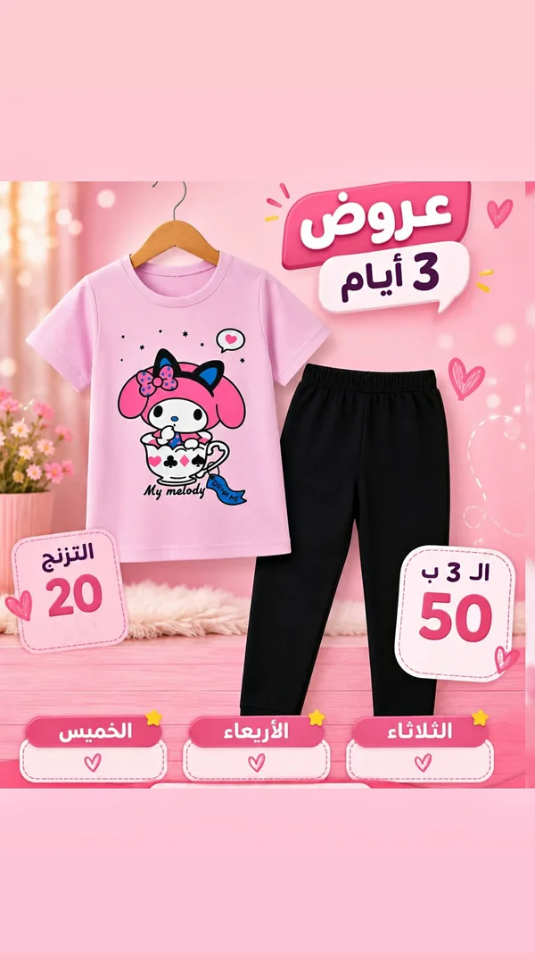 طقم ملابس بناتي ماي ميلودي - ملابس أطفال - سوق غزة