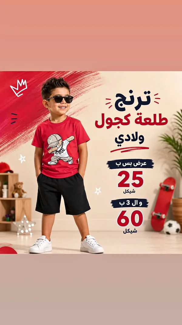 ترنج ولادي كاجوال - طقم صيفي - ملابس أطفال - سوق غزة