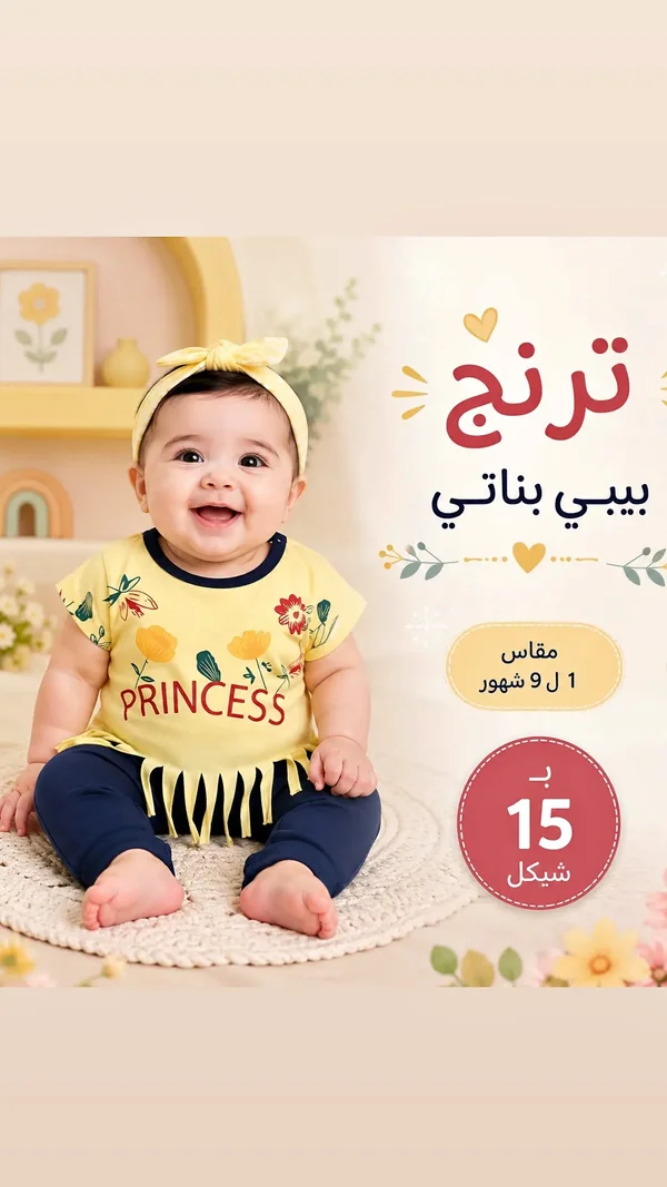 طقم ملابس بناتي - ترنج - مواليد - سوق غزة