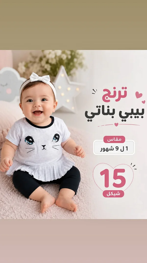 طقم ملابس أطفال بناتي - ترنج - مواليد - سوق غزة