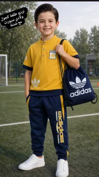 طقم ترنج ولادي رياضي مع شنطة - أديداس (Adidas)