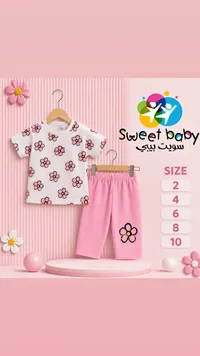 طقم ملابس صيفي بناتي - سويت بيبي (Sweet Baby)