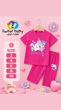 طقم ملابس أطفال بناتي - سويت بيبي (Sweet Baby)