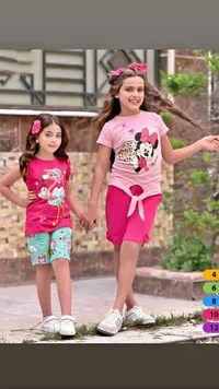 طقم ملابس صيفي للبنات - ميني ماوس وفلامينغو