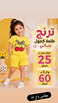 طقم بناتي ترنج كاجوال - كرز (بدون علامة تجارية واضحة) - سوق غزة