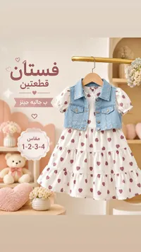 فستان قطعتين بـ جاكيت جينز