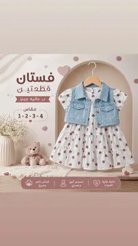 فستان قطعتين مع جاليه جينز (تشكيلة ملابس أطفال)