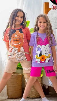 طقم بيجامة أطفال بطبعات ديزني (Moana & Daisy)