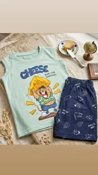طقم بيجاما أطفال بطبعة جبنة وفأر (Cheese)
