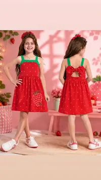 فستان بناتي بتصميم فراولة (Strawberry Dress)