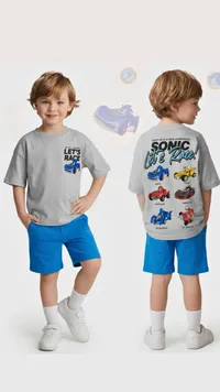 تيشيرت بطباعة سونيك - سباق السيارات (Sonic)
