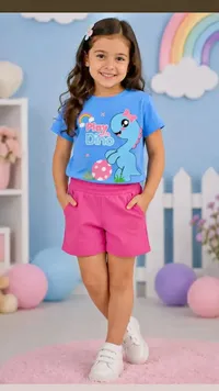 طقم تي شيرت وشورت بطبعة ديناصور (Play with Dino)