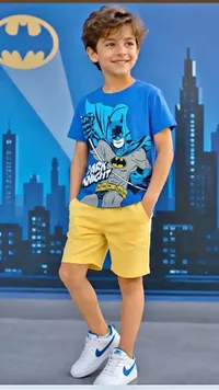 طقم ملابس أطفال بتصميم باتمان (Batman)