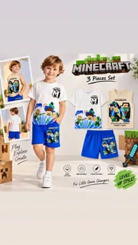 طقم ملابس أطفال 3 قطع - ماين كرافت (Minecraft)