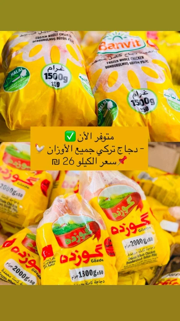دجاج كامل مجمد - جوزده (Gözde) - مواد غذائية وبقالة - سوق غزة