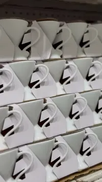 طقم أكواب قهوة سيراميك أبيض