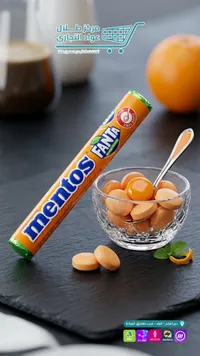 حلوى مينتوس بنكهة فانتا البرتقال (Mentos)