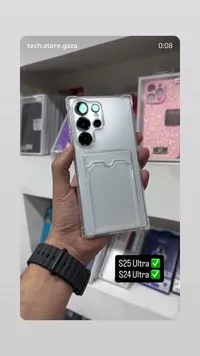 جراب شفاف مع حامل بطاقات لهواتف سامسونج S25 Ultra و S24 Ultra