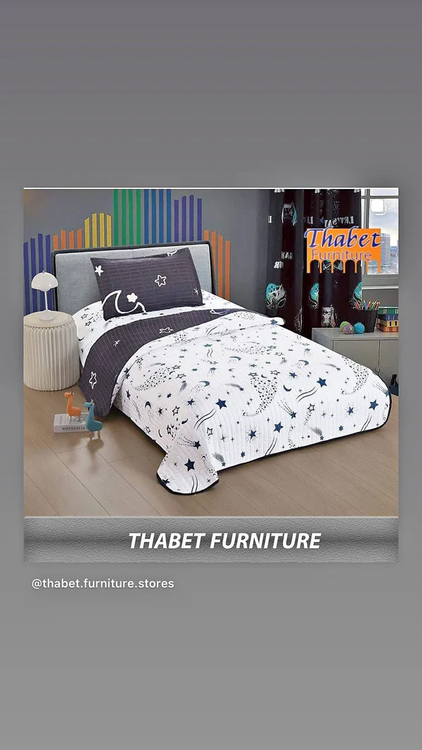 طقم لحاف سرير بنقشة النجوم - ثابت للمفروشات (Thabet Furniture) - مفروشات - سوق غزة