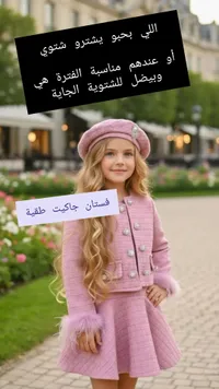 طقم فستان وجاكيت مع طاقية شتوي