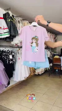 طقم بناتي - تيشيرت وشورت (Toto Kids)