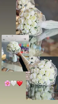 مسكة عروس ورد صناعي أبيض