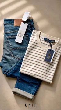 جينز أزرق و تيشيرت مخطط - AX و بولو رالف لورين (AX, Polo Ralph Lauren)