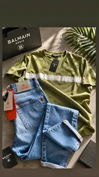 تيشيرت جينز رجالي - بالمان باريس (Balmain Paris)