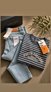 طقم جينز وتيشيرت - زارا مان (Zara Man)