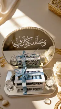 صندوق تقديم المهر بتصميم مرآة وجملة وخلقناكم أزواجاً
