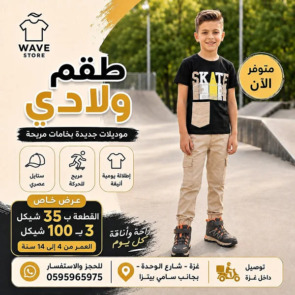طقم ولادي - Wave Store - ملابس أطفال - سوق غزة