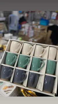 مجموعة أكواب سيراميك ملونة - 12 قطعة
