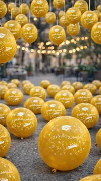 بالونات زينة ذهبية - ألف مبروك التخرج