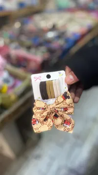 طقم ربطات شعر للأطفال مع فيونكة بتصميم ميكي ماوس