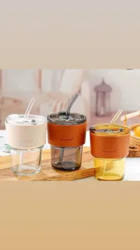 كوب زجاجي مع غطاء وقشة - جورجوس (Gorgous)